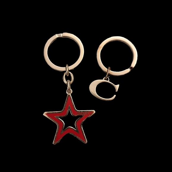 2 Coach Vintage Keychains Red Star & Silver C Signature - Picture 1 of 16